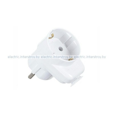 Вилка с розеткой 2P+E 16A, 250V, белый