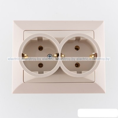 OPAL - Розетка 2x2P+E с рамкой, бежевый