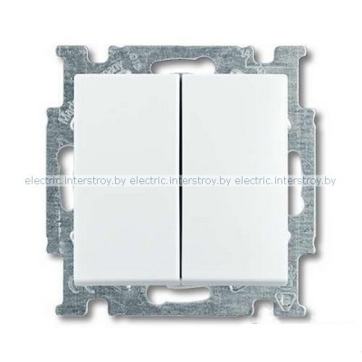 Выключатель двухклавишный проходной ABB Basic 55 (альпийский белый)