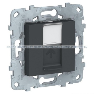 UNICA NEW ЛИЦЕВАЯ ПАНЕЛЬ RJ45 KEYSTONE/SYSTIMAX, АНТРАЦИТ