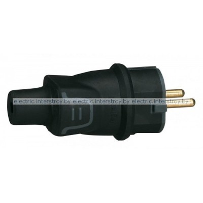 Вилка Legrand 16А 2Р+Е IP44, винтовой зажим, резина, черный