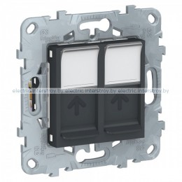 UNICA NEW РОЗЕТКА компьютерная, RJ45, двойная, кат. 6 UTP, АНТРАЦИТ