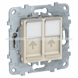 UNICA NEW РОЗЕТКА компьютерная, RJ45, двойная, кат. 6 UTP, БЕЖЕВЫЙ