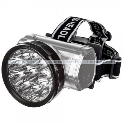 Фонарь налобный аккумуляторный IN HOME HLA 04M 2W 10LED 200Lm 10ч 2 реж, з/у 230В, металлик